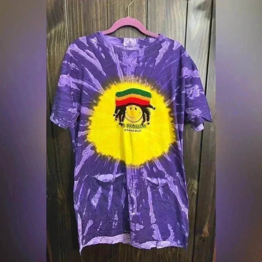 Tie Dye ‘Jamaica’ Oversized Tee/ Swim Cover Up/ Night Shirt. Size: XL - Picture 2 of 13